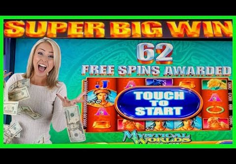 **SUPER BIG WIN!!** 100 FREE SPINS!! Mystical Worlds WMS Slot Machine Bonus