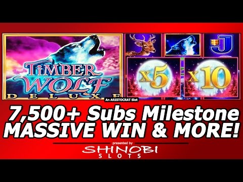 Timber Wolf Deluxe Slot – MASSIVE Bonus Win, Progressive and More for my 7,500+ Subs Milestone!