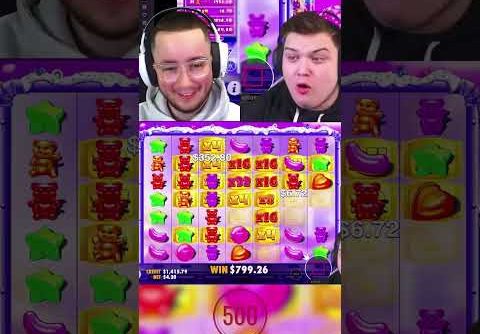 INSANE CLUSTERS On SUGAR RUSH!! (BONUS BUYS) #slots #casino #sugarrush #shorts