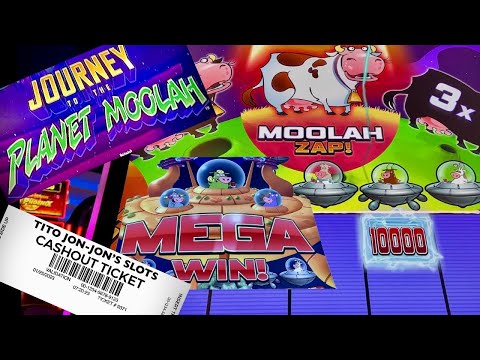 Moolah Bonus and Retriggers!  Mega Win!  Journey to the Planet Moolah Bonus Slot Play