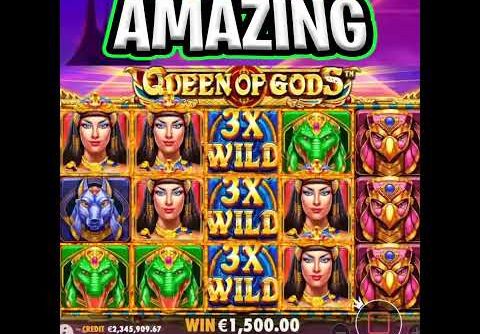 RANDOM MICHAEL GOT A EPIC BIG WIN 🤑 QUEEN OF GODS SLOT 🔥 €100 MAX BET BONUS‼️ #shorts