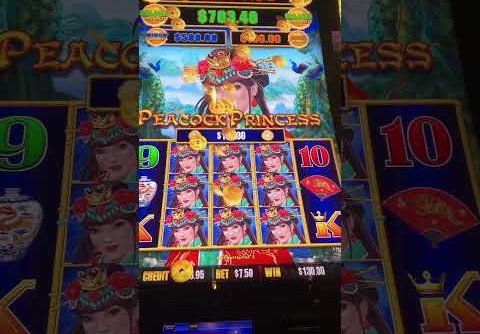 BIG WIN LINE HIT $7.50 BET ON PRINCESS PEACOCK #slots #casino #shorts