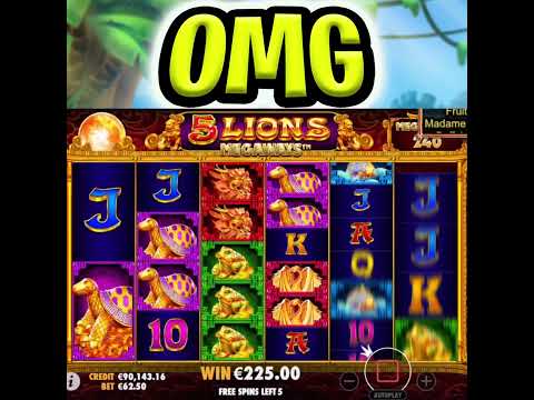 FIRST SPINS MEGA BIG WIN 😱 5 LIONS MEGAWAYS SLOT HUGE FREE SPIN BONUS OMG‼️ #shorts