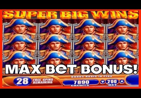 **HUGE WIN!!!** 30+ SPINS!!! MAX BET!!! NAPOLEON AND JOSEPHINE WMS SLOT MACHINE BONUS