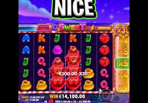 SWEET POWERNUDGE SLOT 🤑 MEGA BIG WIN 🔥 HUGE MULTIPLIER FREE SPINS‼️ #shorts