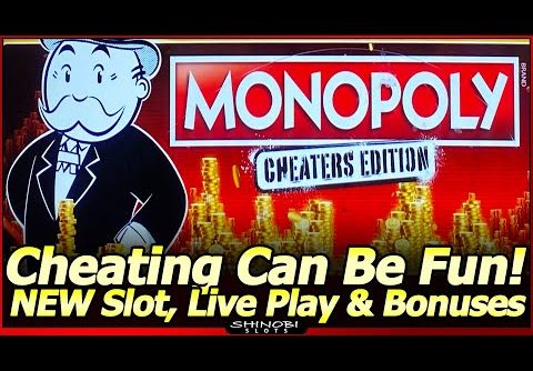Monopoly Cheaters Edition Slot Machine – Cheating is FUN!  NEW Monopoly Board Bonus and Free Games!
