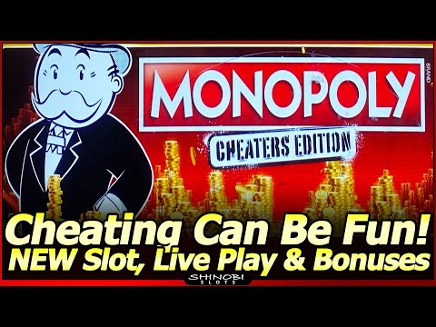 Monopoly Cheaters Edition Slot Machine – Cheating is FUN!  NEW Monopoly Board Bonus and Free Games!