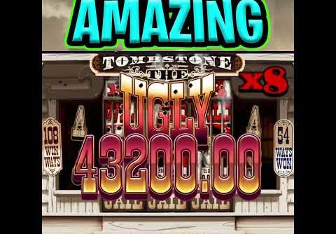 TOMSBTONE SLOT 🔥 €100 MAX BET 😵 SUPER RARE BONUS MEGA BIG WIN OMG‼️ #shorts