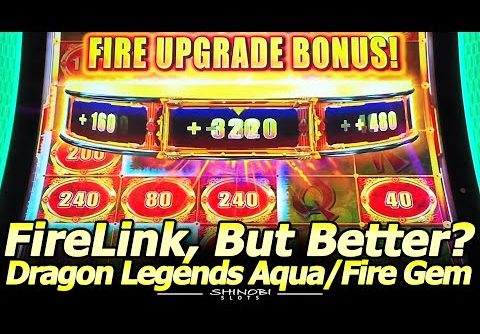 FireLink, But Better? Dragon Legends Aqua and Fire Gem Slot Machines, First Attempt Double Up!