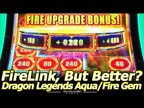 FireLink, But Better? Dragon Legends Aqua and Fire Gem Slot Machines, First Attempt Double Up!