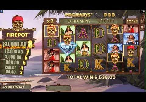 8 Golden Skulls of Holly Roger Megaways RTP 96.86%- Big Win, Super Win & Free Spins Feature