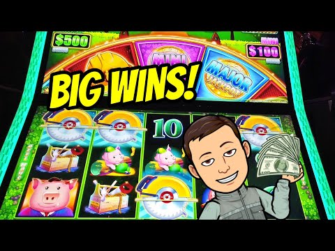 BIG WINS! High limit Huff n More Puff and Mystery of the Lamp Slots!