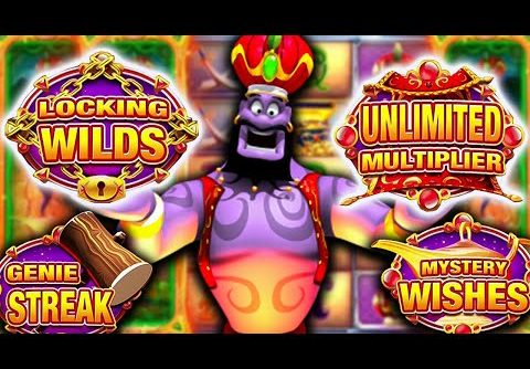 GENIE JACKPOTS MEGAWAYS 🔥 SLOT ALL 4 DIFFERENT 😵 BONUS FEATURES COLLECTED‼️