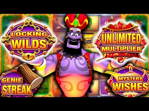 GENIE JACKPOTS MEGAWAYS 🔥 SLOT ALL 4 DIFFERENT 😵 BONUS FEATURES COLLECTED‼️
