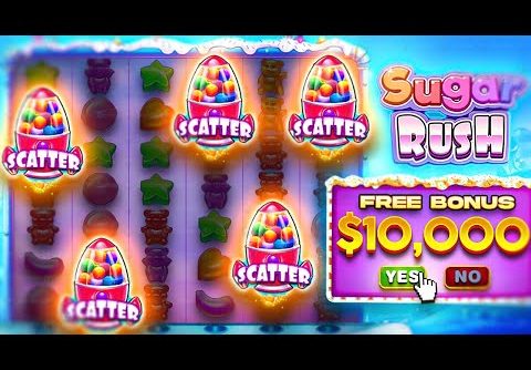 VERY RARE 5 SCATTER BONUS On SUGAR RUSH!!.. (RETRIGGER)