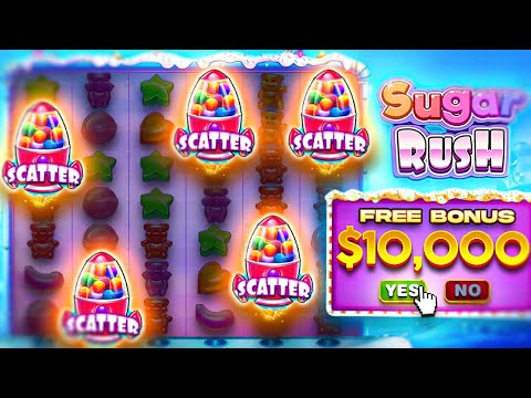 VERY RARE 5 SCATTER BONUS On SUGAR RUSH!!.. (RETRIGGER)