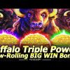 NEW Buffalo Triple Power Slot Machine! Low-Rolling Big Win Next to @barbaraplayinslots at @Yaamava