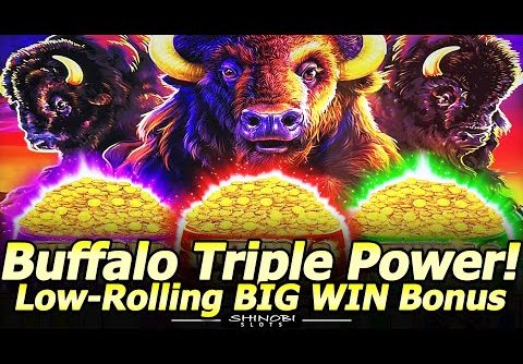 NEW Buffalo Triple Power Slot Machine! Low-Rolling Big Win Next to @barbaraplayinslots at @Yaamava