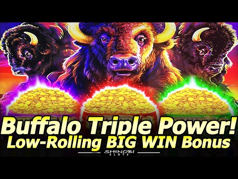 NEW Buffalo Triple Power Slot Machine! Low-Rolling Big Win Next to @barbaraplayinslots at @Yaamava