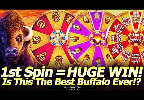 1st Spin HUGE WIN, NEW Buffalo Gold Wheels of Reward Slot @Yaamava ! Is This the Best Buffalo Ever!?